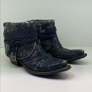 Lucchese Boots 6.5 black distressed